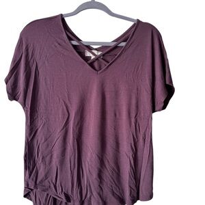 Pink Rose Purple Short Sleeve Backless T-Shirt